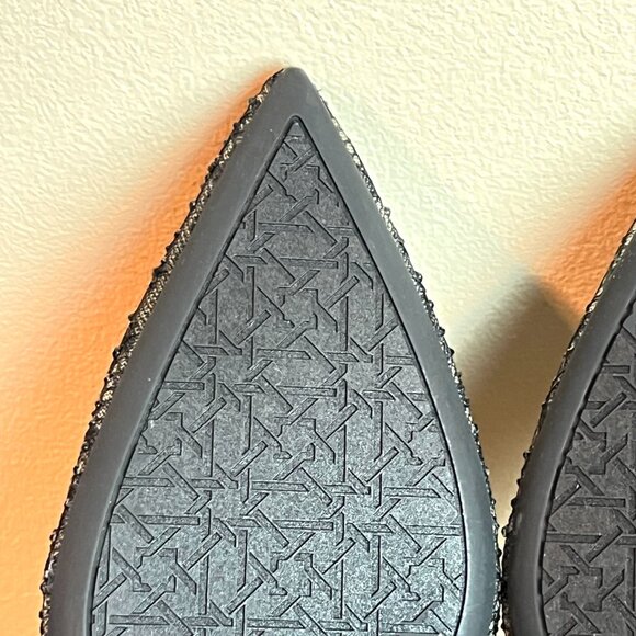 Jewel Badgley Mischka Womens Size 8.5 Black Lace Jeweled‎ Point Toe Flats Shoes - Picture 10 of 14